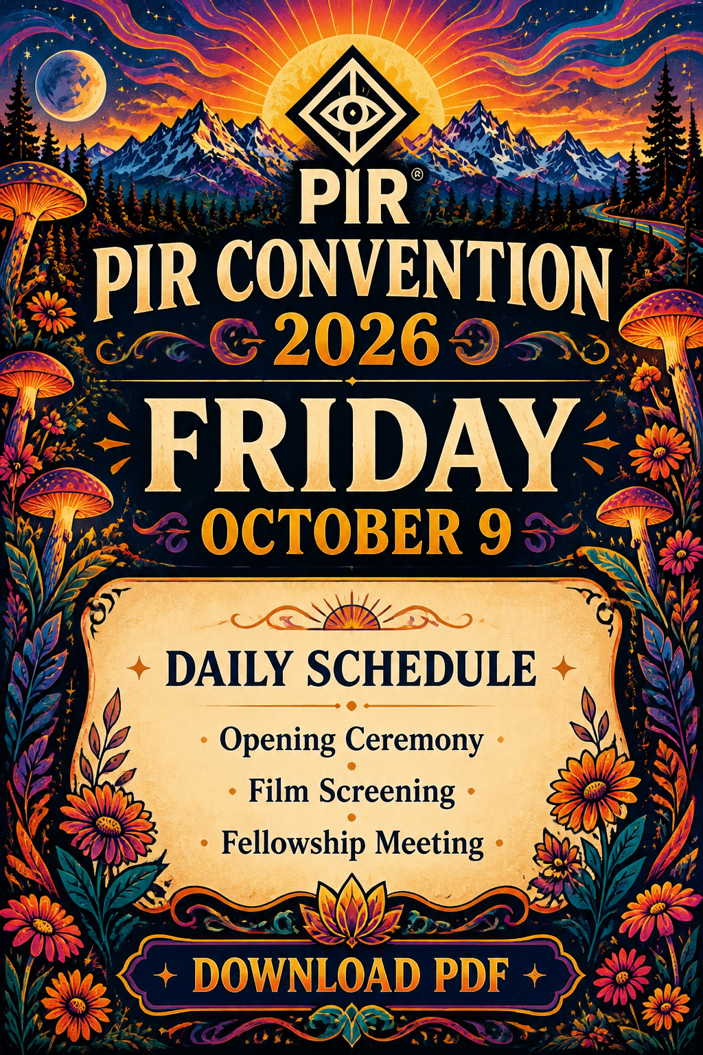 PIR Convention 2026 Friday October 9 daily schedule - download PDF