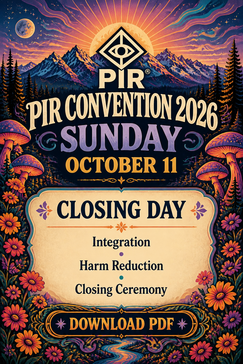 PIR Convention 2026 Sunday October 11 closing day schedule - download PDF